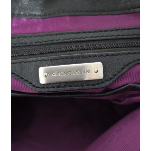 Antonio Melani Classic Black Leather Tote/Shoulder Bag Multi-Pocket - Picture 12 of 13